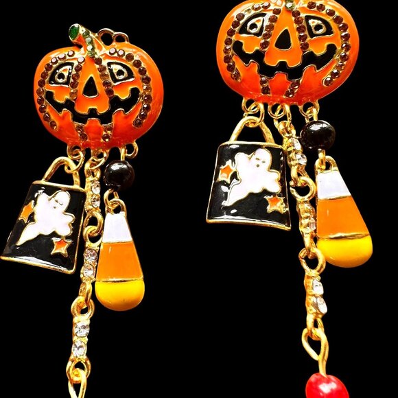 Halloween Earrings New Jack O Lantern Candy Corn Ghost Beads Pumpkin Pie… - Picture 10 of 12